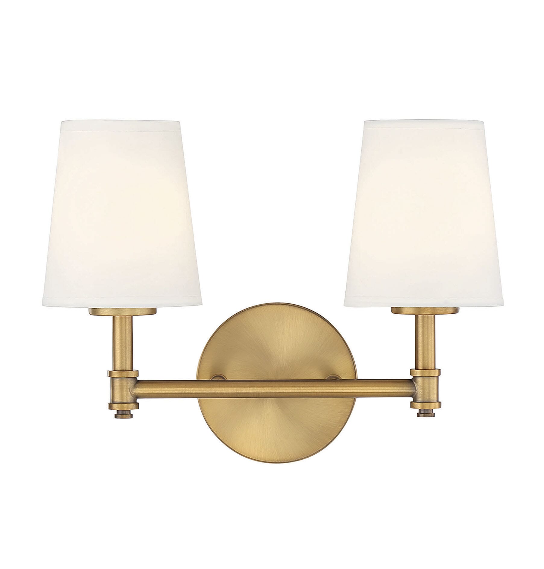 Meridian 2-Light Bathroom Vanity Light in Natural Brass