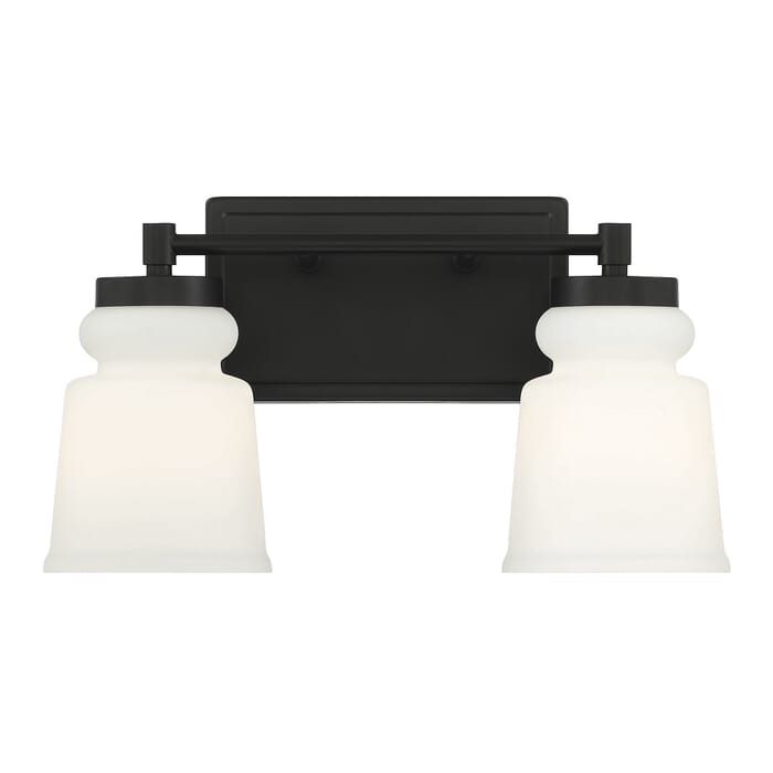 Meridian 2-Light Bathroom Vanity Light in Matte Black Meridian 2-Light Bathroom Vanity Light in Matte Black