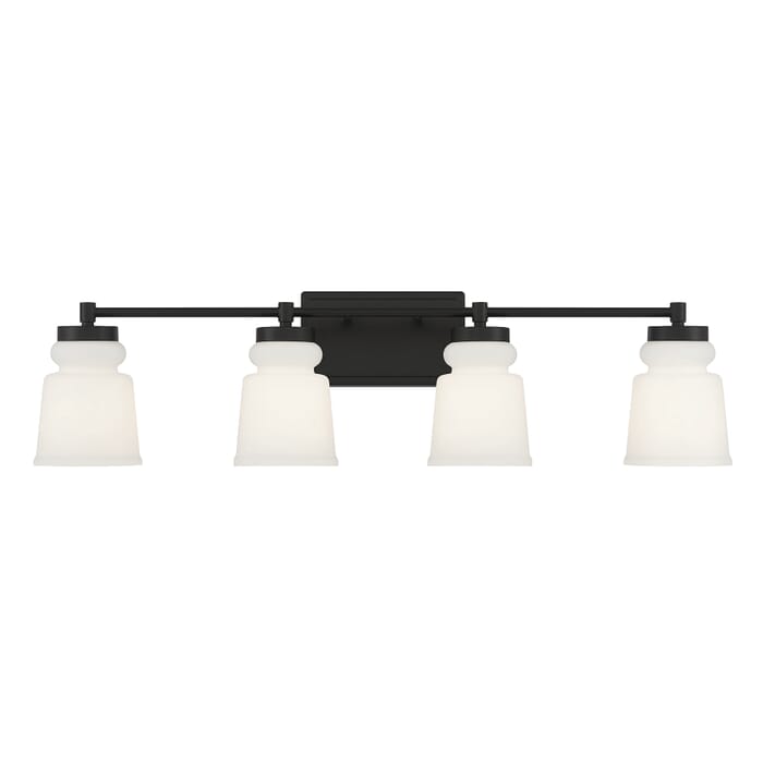 Meridian 4-Light Bathroom Vanity Light in Matte Black Meridian 4-Light Bathroom Vanity Light in Matte Black
