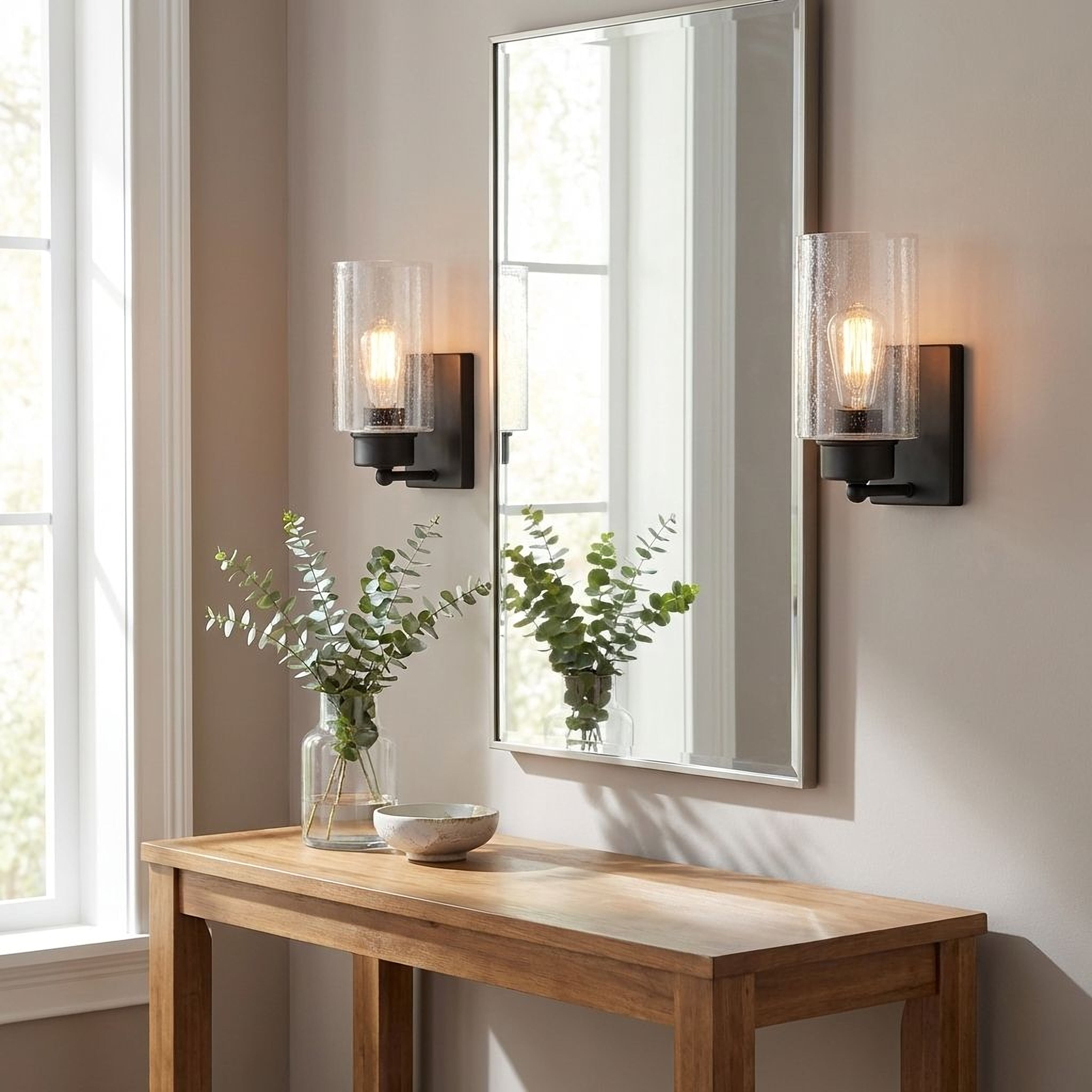 Trade Winds Edgewood Wall Sconce in Matte Black