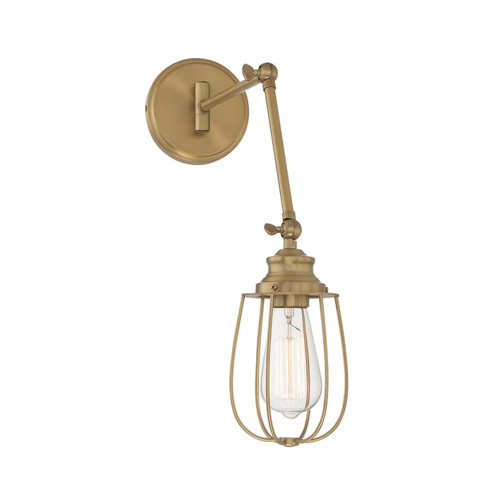 Meridian 1-Light Adjustable Wall Sconce in Natural Brass Meridian 1-Light Adjustable Wall Sconce in Natural Brass