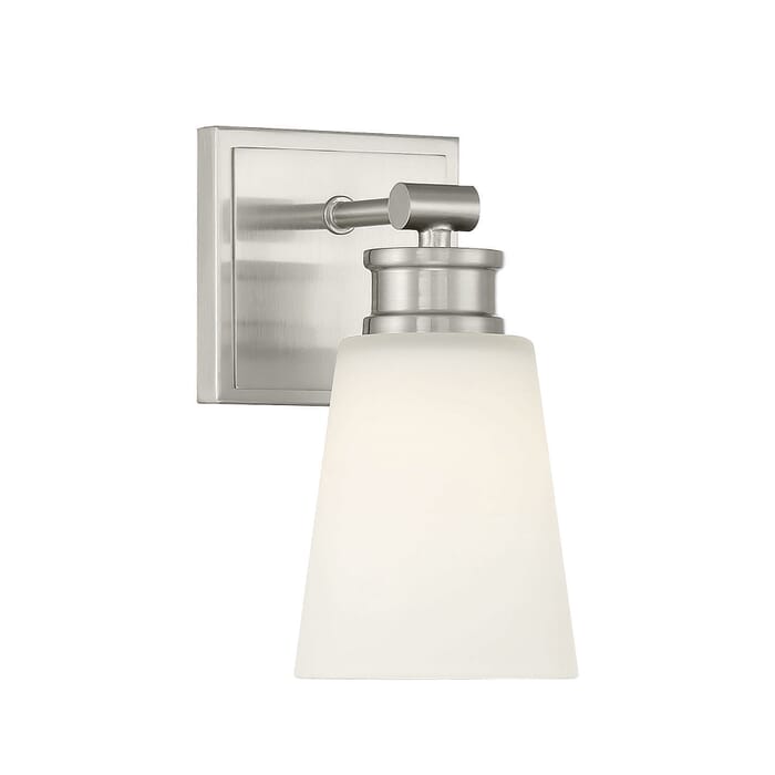 Meridian 1-Light Wall Sconce in Brushed Nickel Meridian 1-Light Wall Sconce in Brushed Nickel
