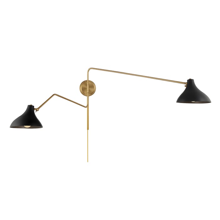 Meridian 2-Light Wall Sconce in Matte Black with Natural Brass Meridian 2-Light Wall Sconce in Matte Black with Natural Brass