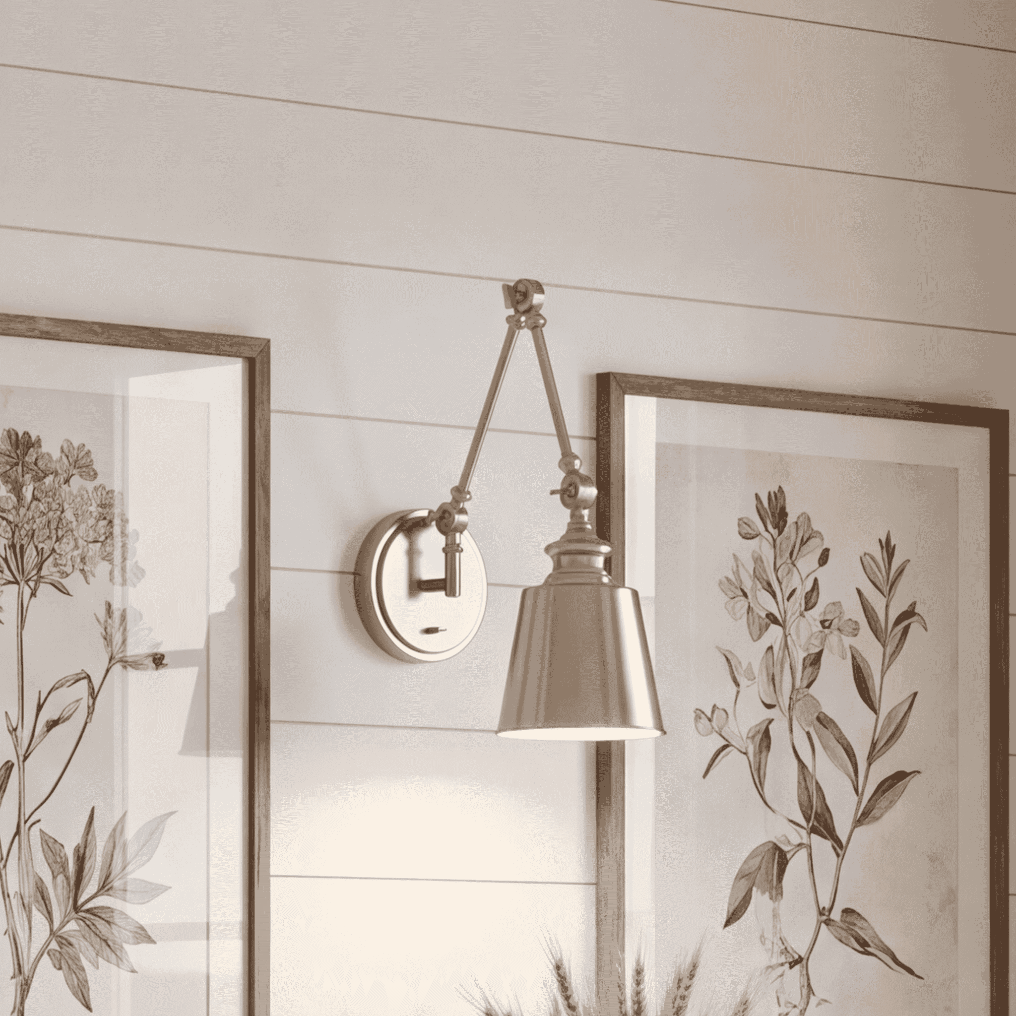 Trade Winds Brunswick Swing Arm Wall Lamp (2-Pack) in Brushed Nickel