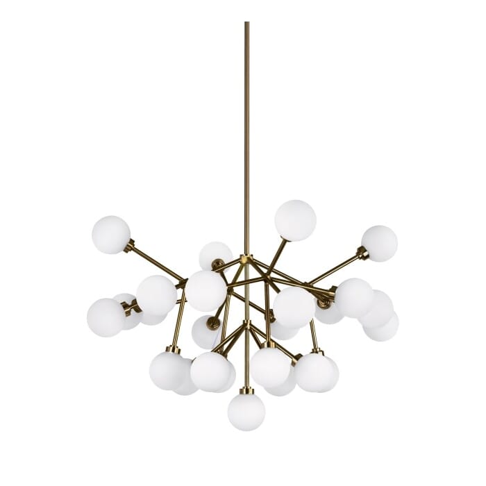 Tech Mara 25-Light 2700K LED Multi-Tier Chandelier in Aged Brass and White Tech Mara 25-Light 2700K LED Multi-Tier Chandelier in Aged Brass and White