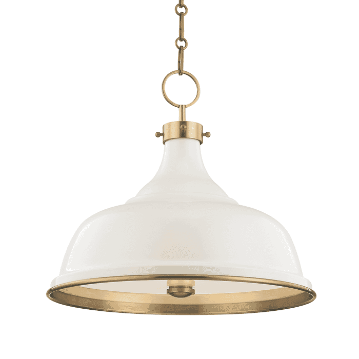 Hudson Valley Painted No.1 by Mark D. Sikes 18" Pendant in Aged Brass and Off White Hudson Valley Painted No.1 by Mark D. Sikes 18" Pendant in Aged Brass and Off White
