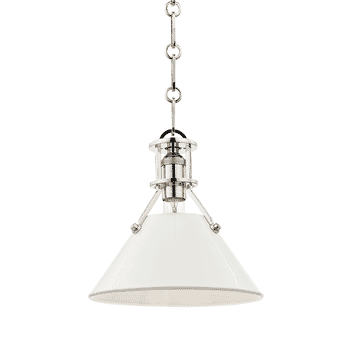 Hudson Valley Painted No.2 by Mark D. Sikes 9.5" Mini Pendant in Polished Nickel and Off White