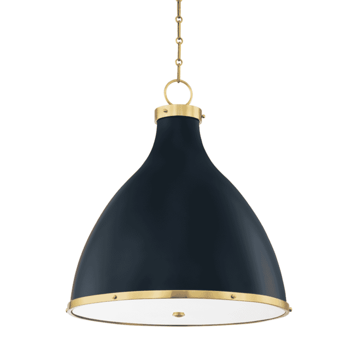 Hudson Valley Painted No. 3 Pendant Light in Aged Brass and Darkest Blue Hudson Valley Painted No. 3 Pendant Light in Aged Brass and Darkest Blue