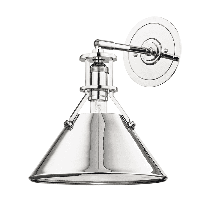 Hudson Valley Metal No.2 by Mark D. Sikes 11" Wall Sconce in Polished Nickel Hudson Valley Metal No.2 by Mark D. Sikes 11" Wall Sconce in Polished Nickel