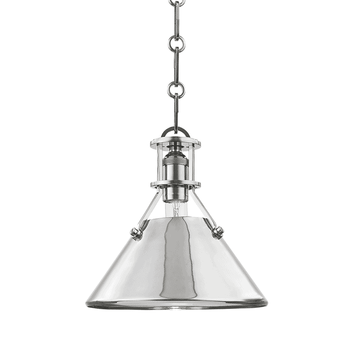 Hudson Valley Metal No.2 by Mark D. Sikes 9.5" Mini Pendant in Polished Nickel Hudson Valley Metal No.2 by Mark D. Sikes 9.5" Mini Pendant in Polished Nickel