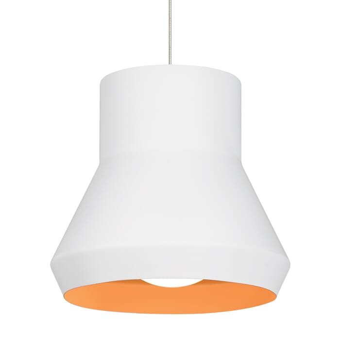 Tech Milo 13" Pendant Light in White Outside/Orange Inside Tech Milo 13" Pendant Light in White Outside/Orange Inside