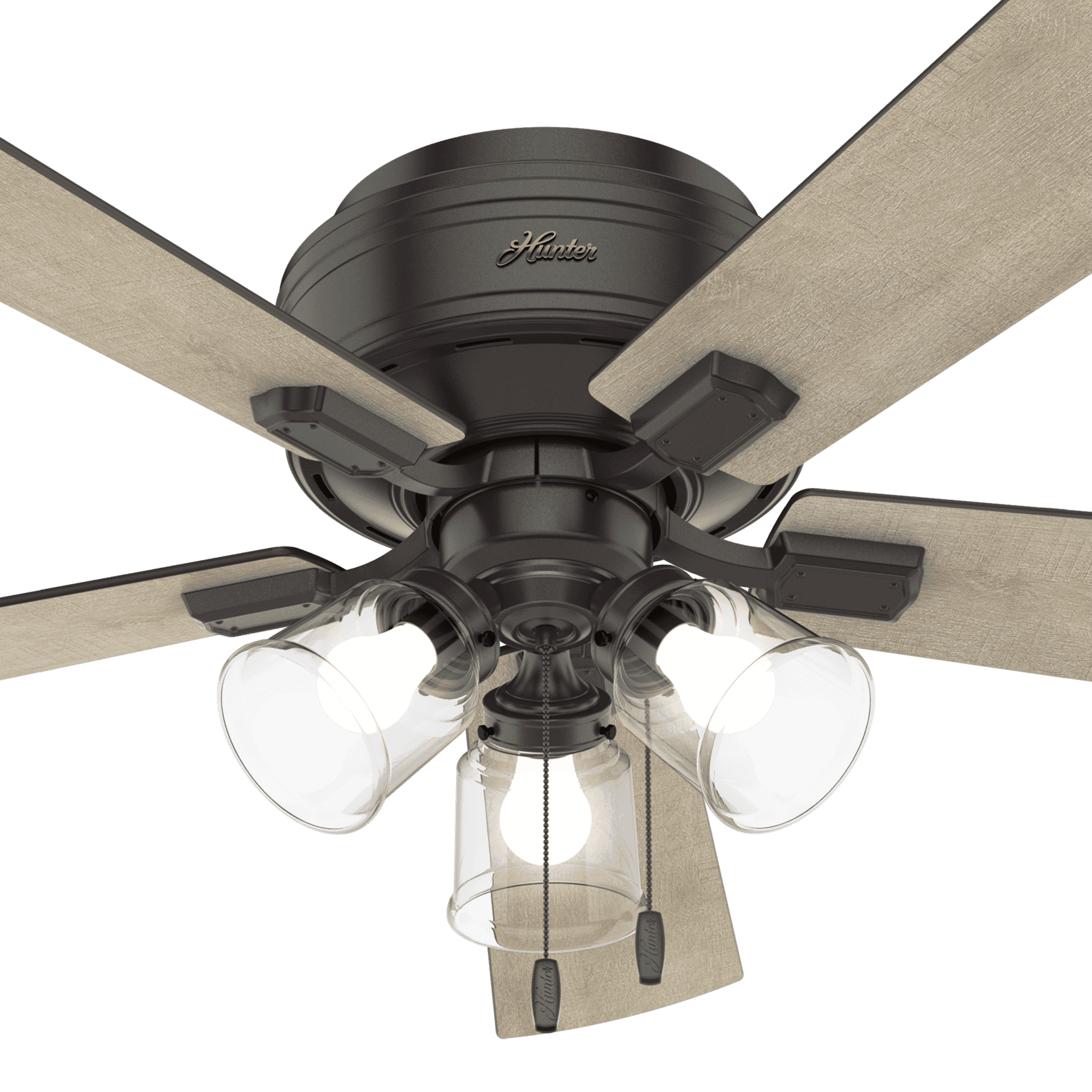 Hunter Crestfield 3Light 52" Indoor Flush Mount Ceiling Fan in Noble