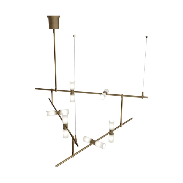 Tech ModernRail 12-Light Multi-Tier Chandelier in Aged Brass and Glass Cylinders Tech ModernRail 12-Light Multi-Tier Chandelier in Aged Brass and Glass Cylinders