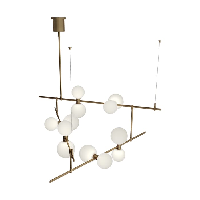 Tech ModernRail 12-Light Multi-Tier Chandelier in Aged Brass and Glass Orbs Tech ModernRail 12-Light Multi-Tier Chandelier in Aged Brass and Glass Orbs