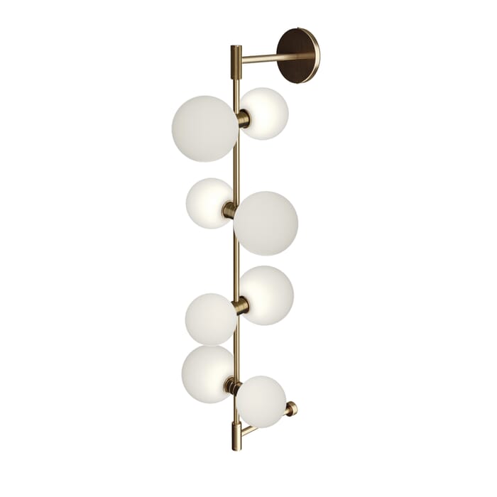 Tech ModernRail 8-Light 36" Wall Sconce in Aged Brass and Glass Orbs Tech ModernRail 8-Light 36" Wall Sconce in Aged Brass and Glass Orbs