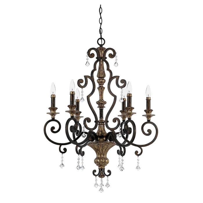 Quoizel Marquette 6-Light 38" Traditional Chandelier in Heirloom Quoizel Marquette 6-Light 38" Traditional Chandelier in Heirloom