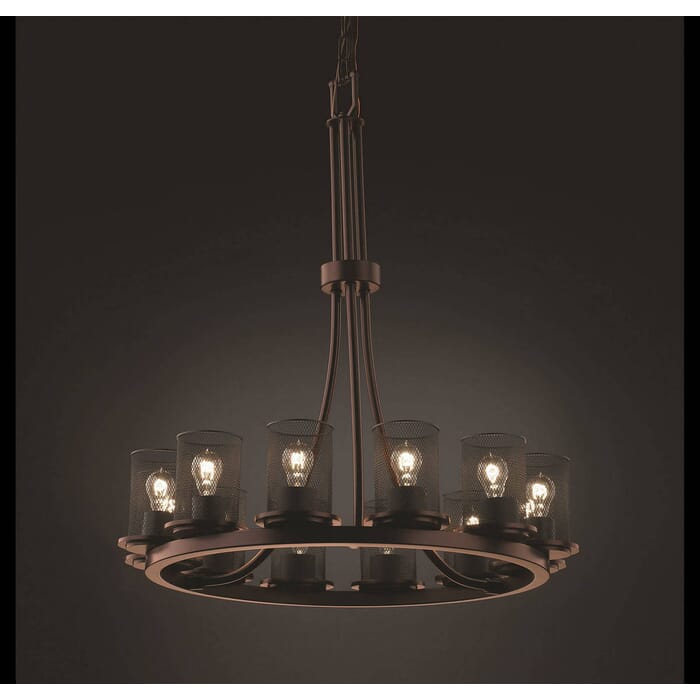 Justice Design Dakota 12-Light Ring Tall Chandelier in Dark Bronze Justice Design Dakota 12-Light Ring Tall Chandelier in Dark Bronze