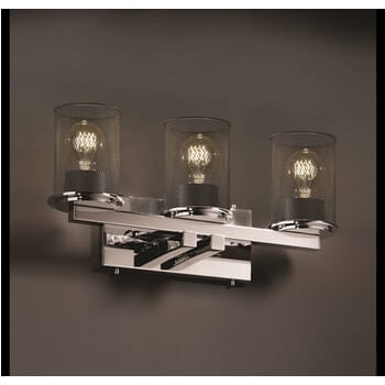 Justice Design Dakota 3-Light Straight-Bar Bathroom Vanity Light in Chrome