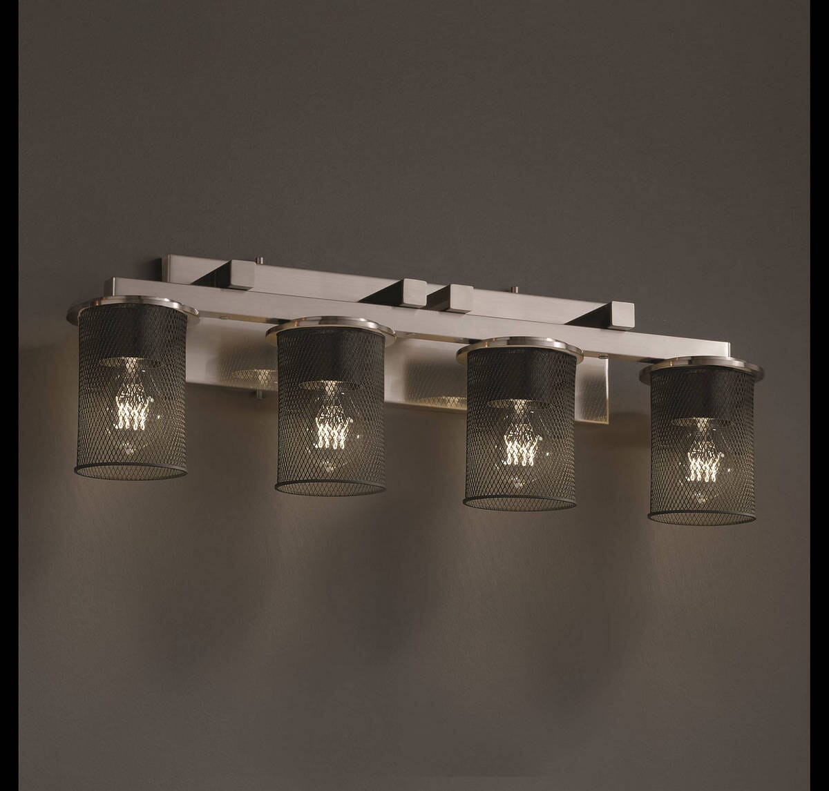 Justice Design Dakota 4-Light Straight-Bar Bathroom Vanity Light in Brushed  Nickel - LightsOnline.com