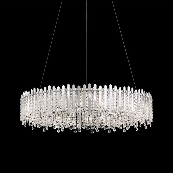 Schonbek Chatter 18-Light Pendant in Stainless Steel with Clear Crystals From Swarovski Crystals Schonbek Chatter 18-Light Pendant in Stainless Steel with Clear Crystals From Swarovski Crystals