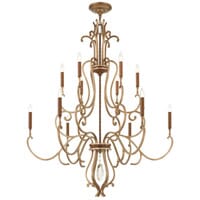 Metropolitan Magnolia Manor 12-Light Chandelier in Pale Gold With Distressed Bronzeze