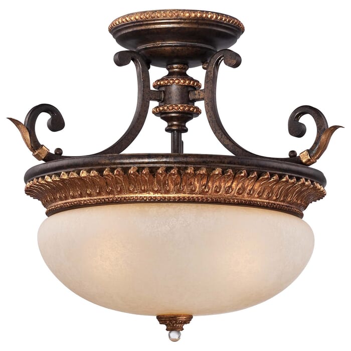 Metropolitan Bella Cristallo 3-Light Semi-Flush Mount in French Bronze Metropolitan Bella Cristallo 3-Light Semi-Flush Mount in French Bronze
