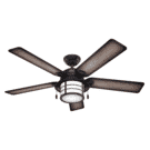 Hunter Indoor/Outdoor Ceiling Fan with Light and Pull Chain Control - Key Biscayne 54 inch, Weatherd Zinc, 59135