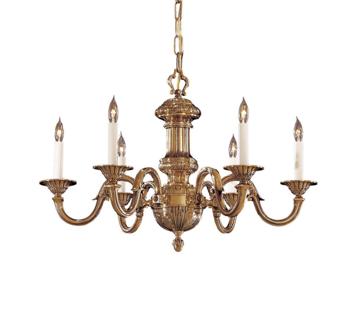 Metropolitan European 6-Lt Chandelier in Classic Brass