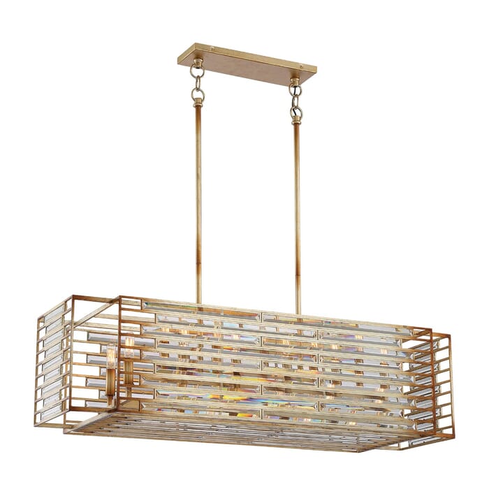 Metropolitan Ruxton Hall 12-Light Kitchen Island Light in Skyline Gold Leaf Metropolitan Ruxton Hall 12-Light Kitchen Island Light in Skyline Gold Leaf