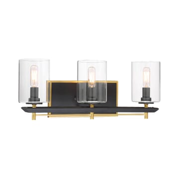 Metropolitan Sable Point 3-Light 20" Bathroom Vanity Light in Sand Black with Honey Gold Accents