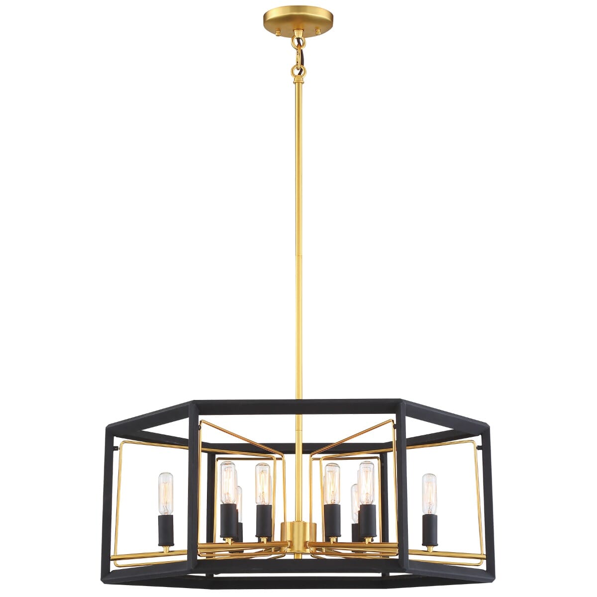 Metropolitan Sable Point 12-Light 26" Pendant Light in Sand Black with Honey Gold Accents