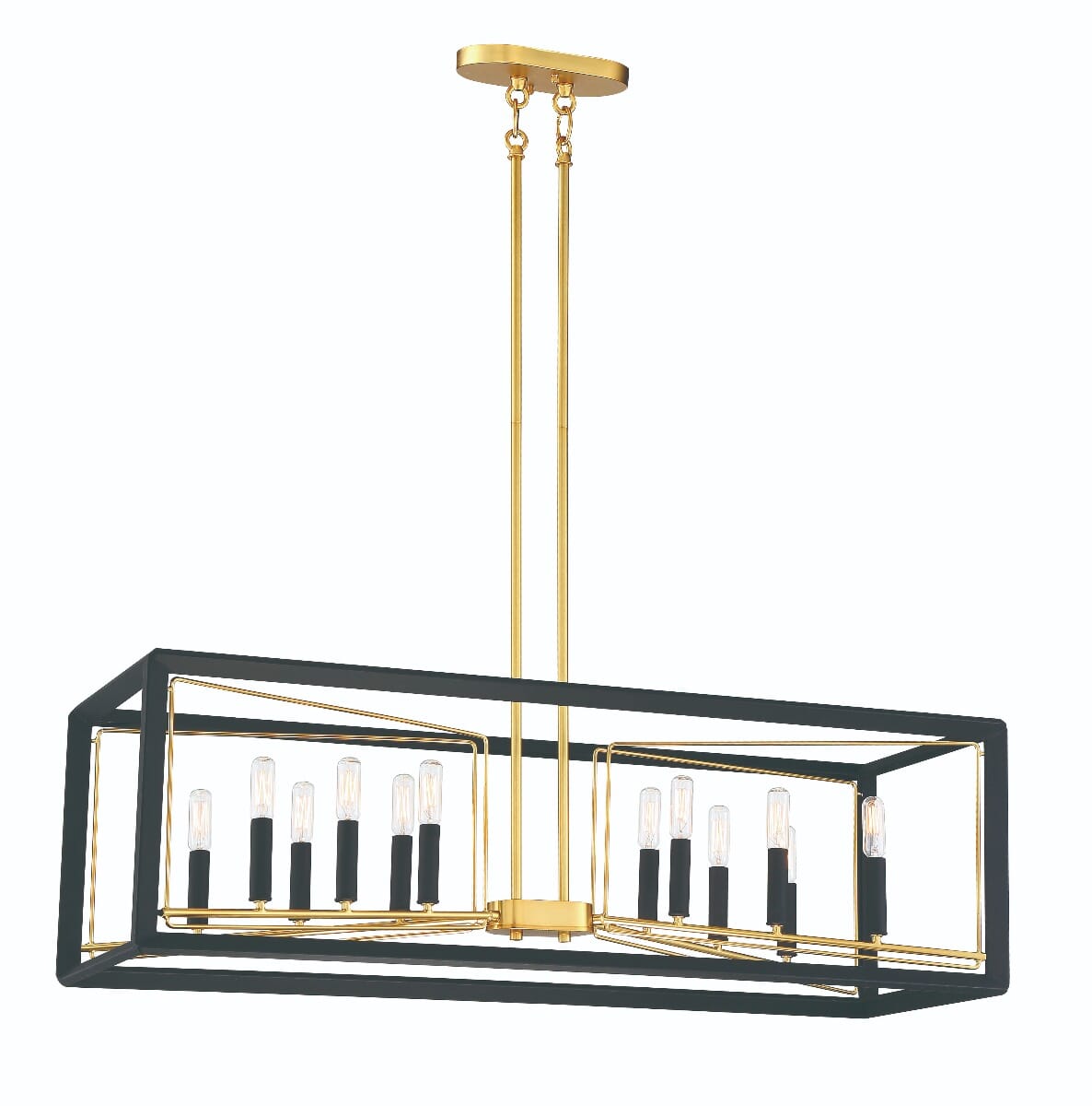Metropolitan Sable Point 12-Light Pendant Light in Sand Black with Honey Gold Accents