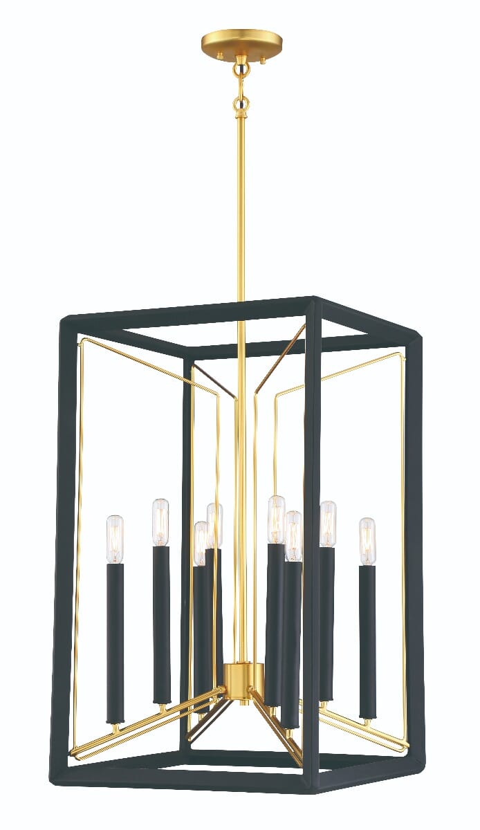Metropolitan Sable Point 8-Light Pendant Light in Sand Black with Honey Gold Accents