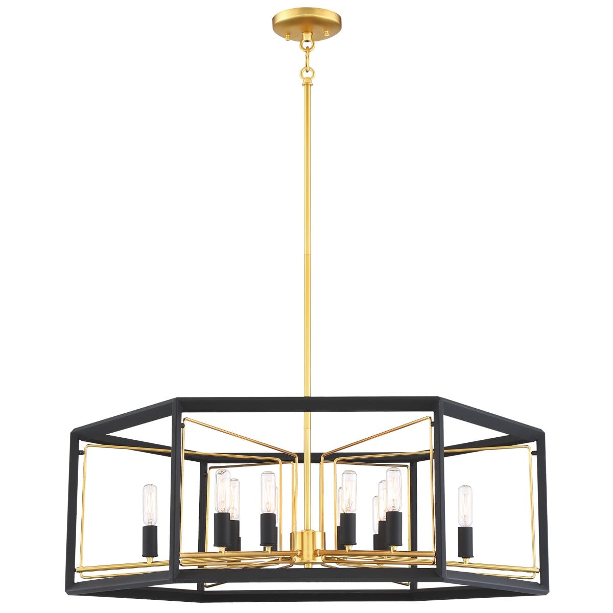 Metropolitan Sable Point 12-Light 32" Pendant Light in Sand Black with Honey Gold Accents