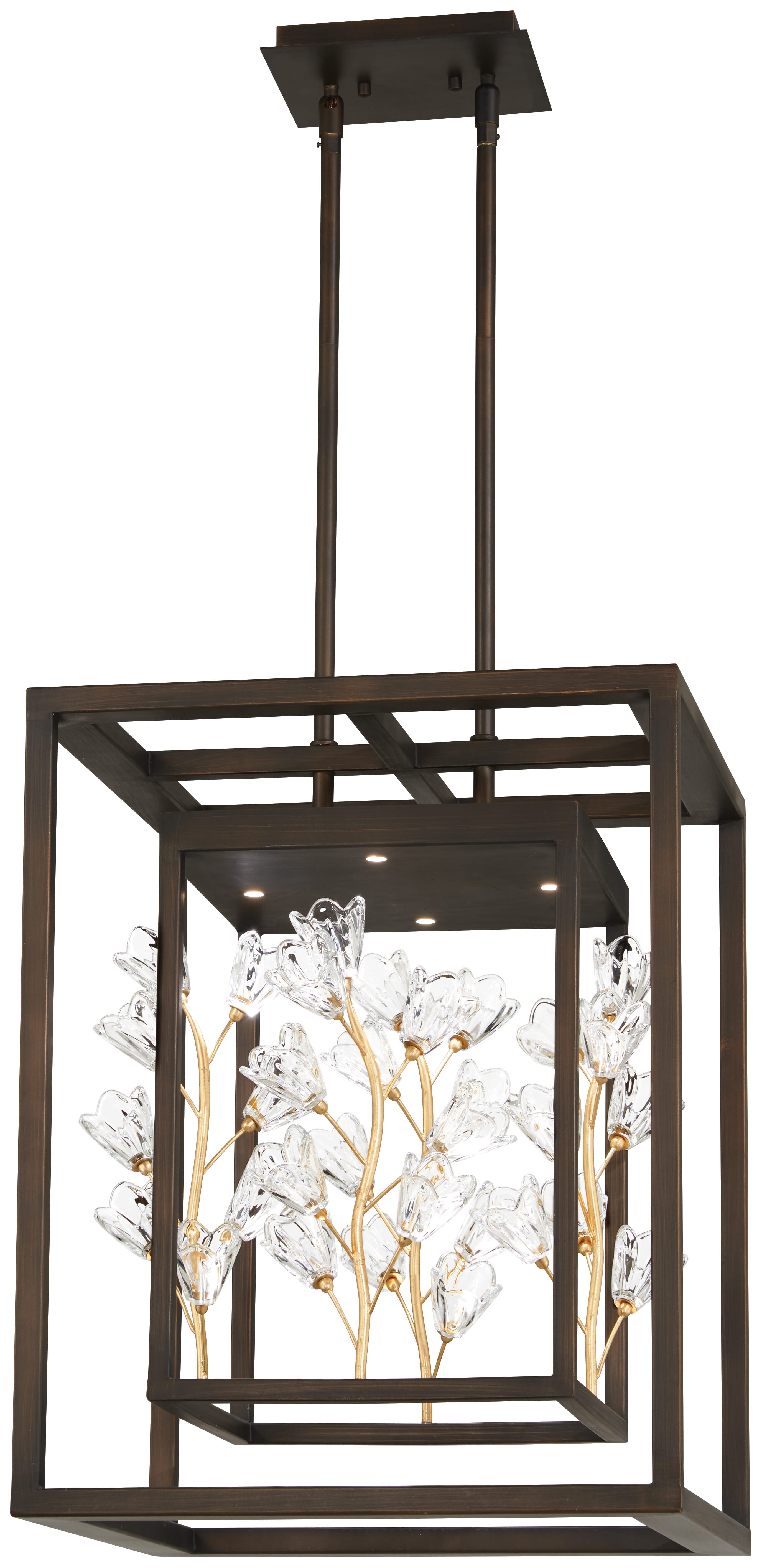 Metropolitan Maison Des Fleurs 4-Light Pendant Light in Regal Bronze With Empire Gold