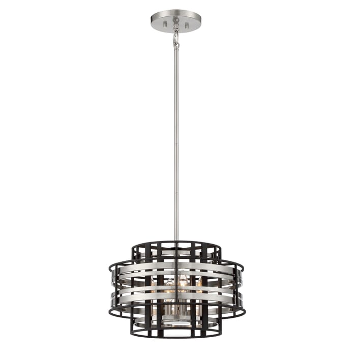 Metropolitan Presten 4-Light Foyer Light in Brushed Nickel with Sand Coal Metropolitan Presten 4-Light Foyer Light in Brushed Nickel with Sand Coal