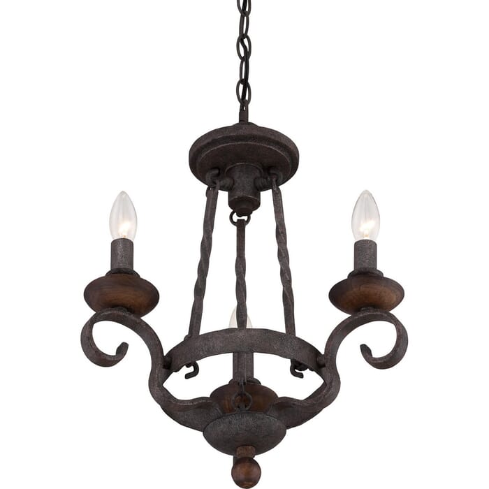Quoizel Noble 3-Light Chandelier in Rustic Black Quoizel Noble 3-Light Chandelier in Rustic Black