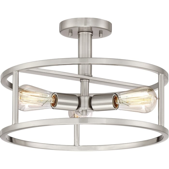 Quoizel New Harbor 15" 3-Light Semi-Flush Mount in Brushed Nickel Quoizel New Harbor 15" 3-Light Semi-Flush Mount in Brushed Nickel