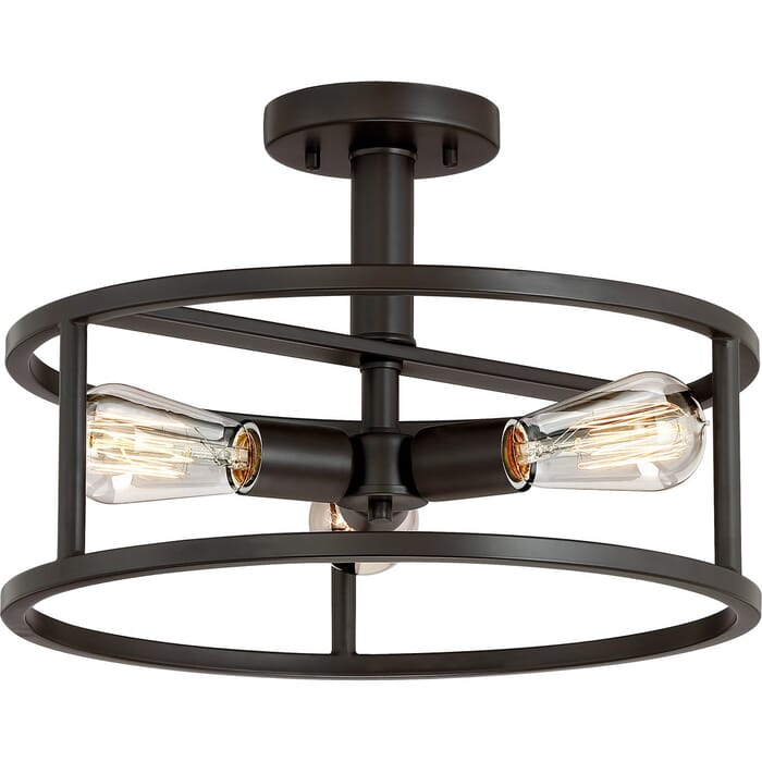 Quoizel New Harbor 15" 3-Light Semi-Flush Ceiling Light in Western Bronze Quoizel New Harbor 15" 3-Light Semi-Flush Ceiling Light in Western Bronze