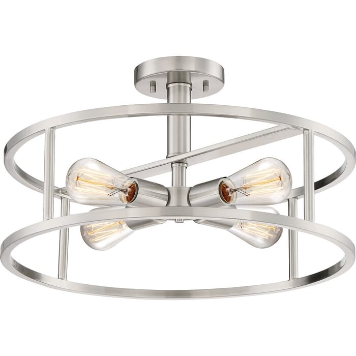 Quoizel New Harbor 18" 4-Light Ceiling Light in Brushed Nickel Quoizel New Harbor 18" 4-Light Ceiling Light in Brushed Nickel