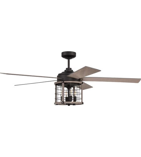 Craftmade Nicolas 4-Light Indoor Ceiling Fan in Flat Black with Light Wenge