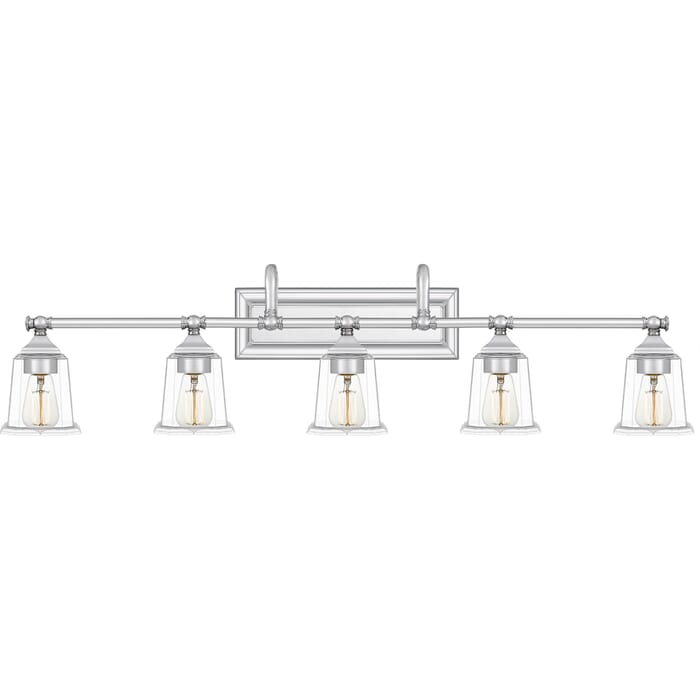 Quoizel Nicholas 5-Light Bathroom Vanity Light in Polished Chrome Quoizel Nicholas 5-Light Bathroom Vanity Light in Polished Chrome