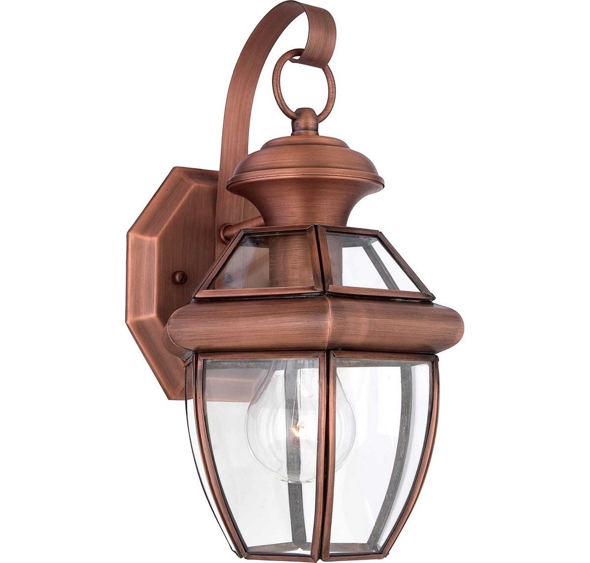 Newbury 1-Light Outdoor Wall Lantern in Aged Copper