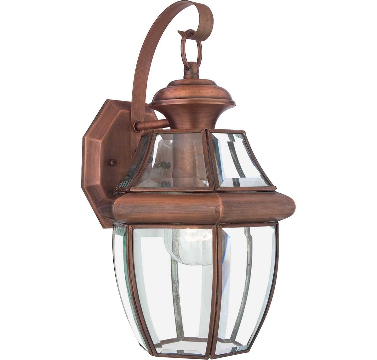 Newbury 1-Light Outdoor Wall Lantern in Aged Copper