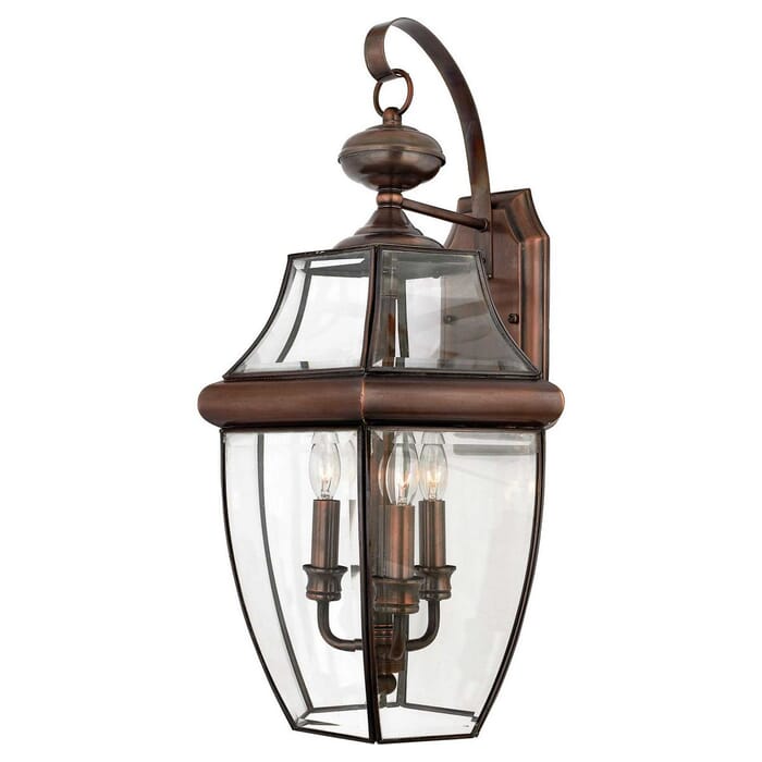 Quoizel Newbury 3-Light 12" Outdoor Wall Lantern in Aged Copper Quoizel Newbury 3-Light 12" Outdoor Wall Lantern in Aged Copper