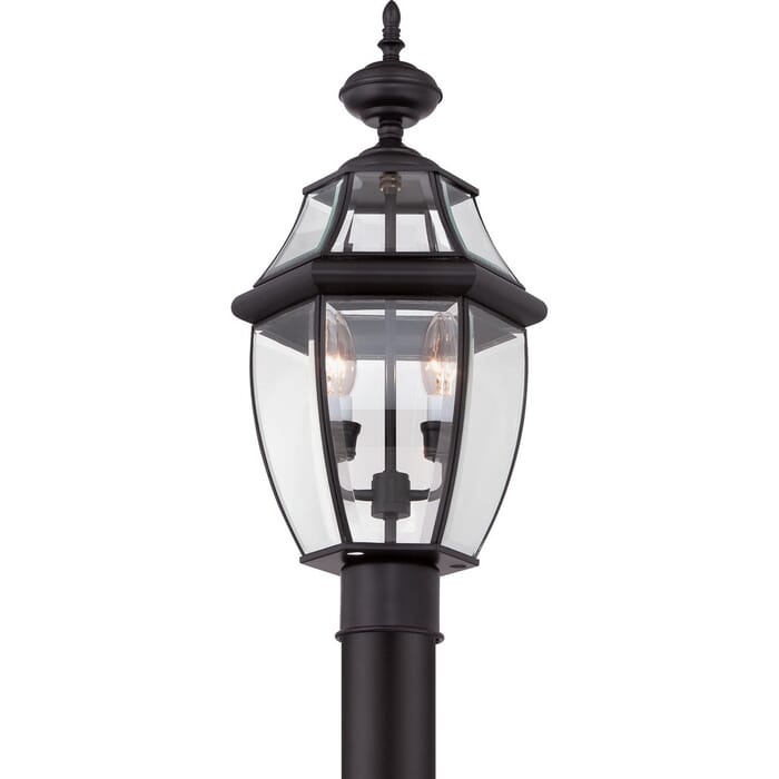 Quoizel Newbury 2-Light 11" Outdoor Post Light in Mystic Black Quoizel Newbury 2-Light 11" Outdoor Post Light in Mystic Black