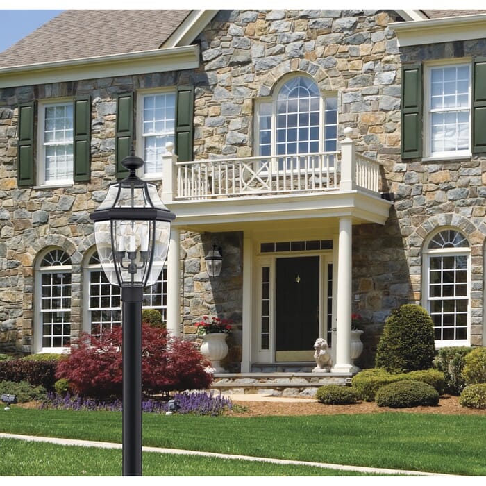 Quoizel Newbury 3-Light 13" Outdoor Post Light in Mystic Black Quoizel Newbury 3-Light 13" Outdoor Post Light in Mystic Black
