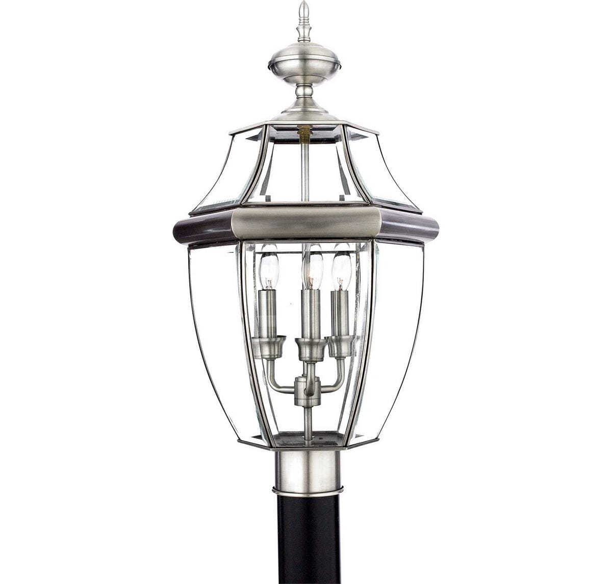 Newbury 3-Light Outdoor Post Lantern in Pewter