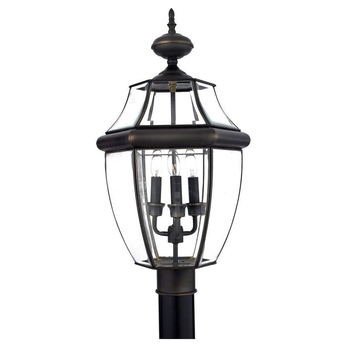 Quoizel Newbury 3-Light 13" Outdoor Post Light in Medici Bronze Quoizel Newbury 3-Light 13" Outdoor Post Light in Medici Bronze