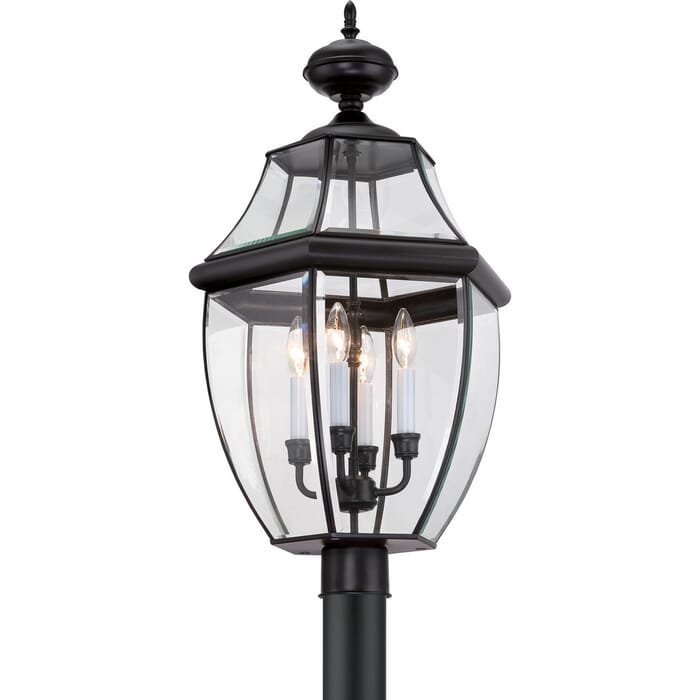 Quoizel Newbury 4-Light 16" Outdoor Post Light in Mystic Black Quoizel Newbury 4-Light 16" Outdoor Post Light in Mystic Black